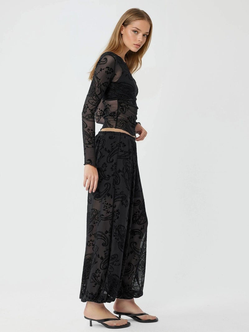 BUSEM Relaxed Fit Flock Print Tulle Pants - Image 2